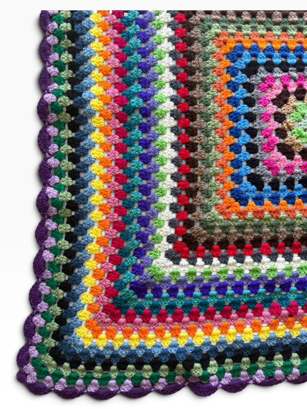 Handmade Vintage Boho Crochet Granny Square Small Lap Blanket Afghan